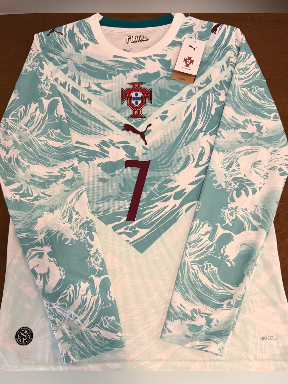 Puma Portugal World Cup Ronaldo (Long-sleeve) Teal/White Jersey (NEW, WITH TAGS)